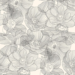 Anemones Line-art | 18 I Black on Off-white