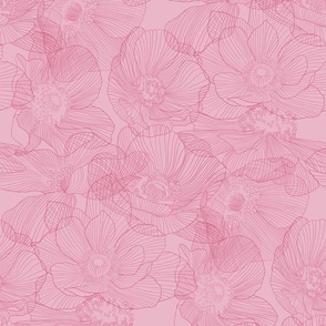 Anemones Line-art I 18 I Hot pink on Light pink 