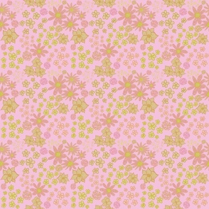 Flower Power Retro Design in  Pink , and Yellow