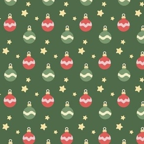 Christmas tree decorations on green background