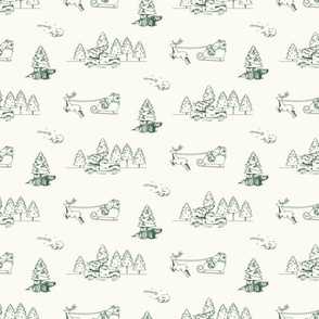 Green Christmas tree traditional toile de Jouy pattern