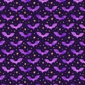  Watercolor Bats Purple on Black Micro