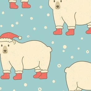 Christmas Polar Bear on Teal (Large Scale)