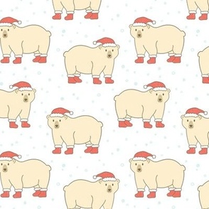 Christmas Polar Bear on White (Small  Scale)
