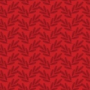 Red Christmas botanical chevron pattern with pine leaves