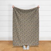 Trotting undocked Yorkshire Terriers and paw prints - faux linen