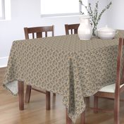 Tiny Trotting undocked Yorkshire Terriers and paw prints - faux linen