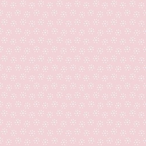 White Teardrop Flower Polkadots on Cotton Candy