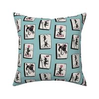 Mid-Century Circus Poodles in Turquoise