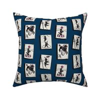 Mid-Century Circus Poodles in Navy