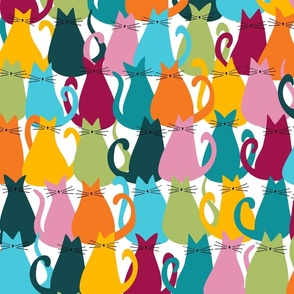 cats - milo cat - cute hand-drawn cats - bohemian colors - cat fabric and wallpaper