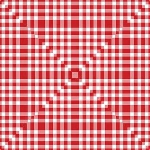 Abstract plaid red and white