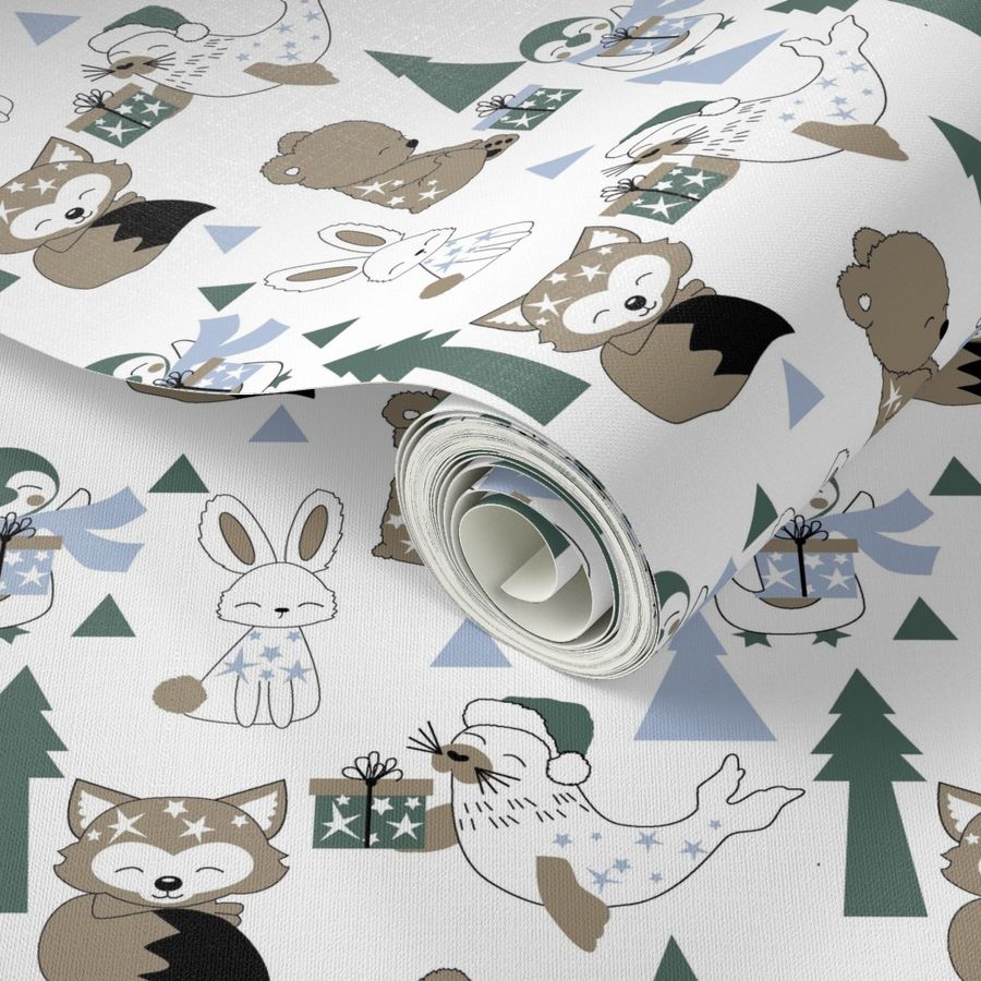 Winter Animals Fox Rabbit Bear Seal Christmas