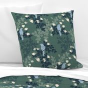 Calm Bird Floral Chinoiserie - Green - Large