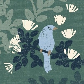 Calm Bird Floral Chinoiserie - Green - Large