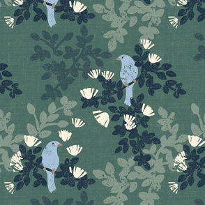 Calm Bird Floral Chinoiserie - Green - Large