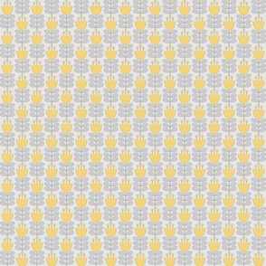 Scandinavian Stitched Flower Yellow on Grey