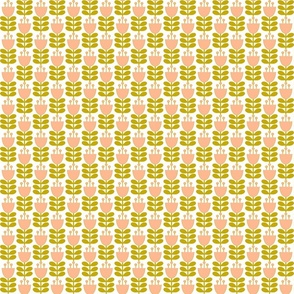 Scandinavian Stitched Flower Peach and Mustard