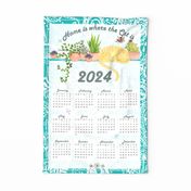 2024  Home Is Where The Cat Is paisley teal calendar