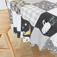 Sheep//I Wool always Love ewe//Yellow - Wholecloth Cheater Quilt - Rotated