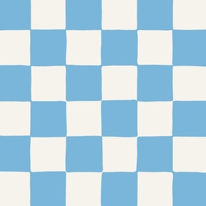 jumbo // Retro Checker Checkerboard in Bright Blue Sea