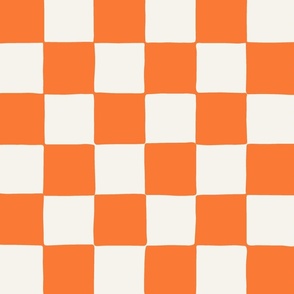 jumbo // Retro Checker Checkerboard in Tangerine Jaffa Orange