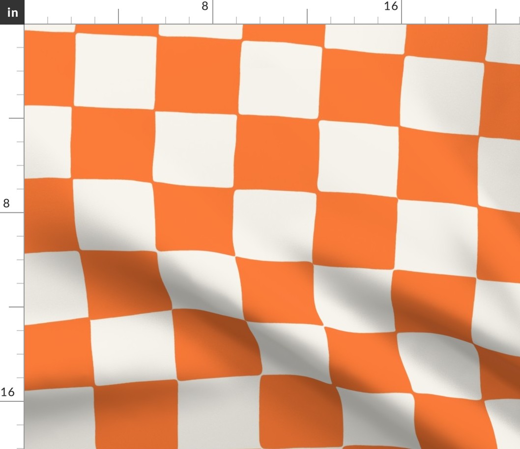 jumbo // Retro Checker Checkerboard in Tangerine Jaffa Orange