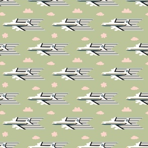 time to travel | white airplanes on light green medium