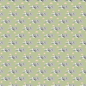 time to travel | white airplanes on light green | small