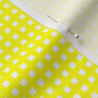 Nineties revival basic gingham geometric check plaid design neon yellow on white