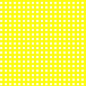 Nineties revival basic gingham geometric check plaid design neon yellow on white