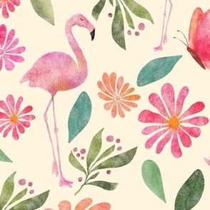 Seamless tropical watercolor pattern