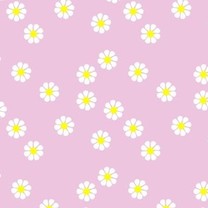 Nineties revival colorful retro daisy flowers in pastel pink and neon yellow SMALL