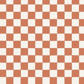 Medium // Retro Checker Checkerboard in Brandied Melon Brick Red