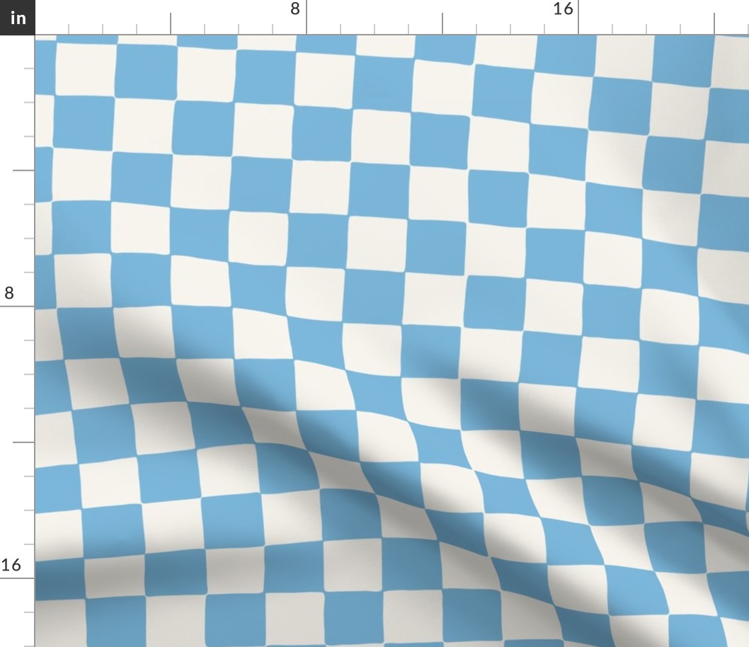 Medium // Retro Checker Checkerboard in _Bright Blue Sea