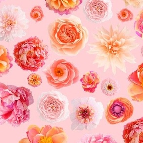 Crepe paper flower seamless pattern pastel colors