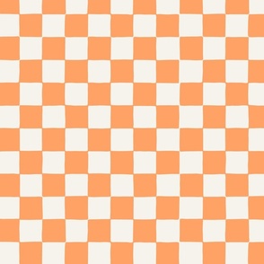 Medium // Retro Checker Checkerboard in Papaya Orange