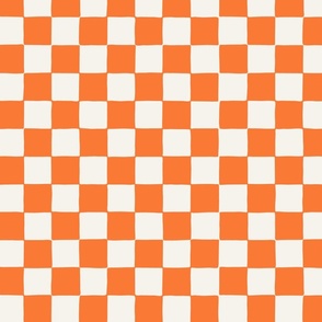 Medium // Retro Checker Checkerboard in Tangerine Orange