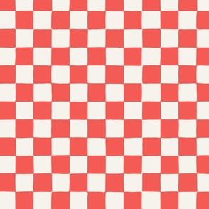 Medium // Retro Checker Checkerboard in Watermelon Red