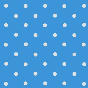 (S) Traditional White Polka Dots on Azure Blue