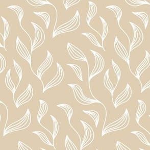 Boho white leaves in neutral beige colors