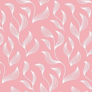 Boho white leaves in pink pastel color