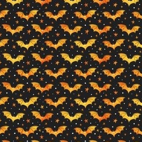  Watercolor Bats Orange on Black Micro
