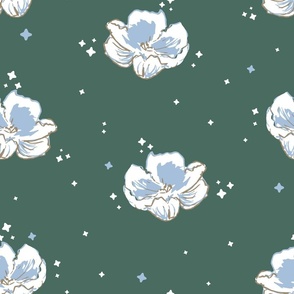 Cute Sparkling Pink Roses on Sage Green seamless pattern background. 