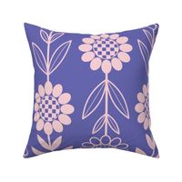 Field of Daisies - xlarge - very peri, periwinkle, scandi floral, folk art, mod daisies, easter flowers 