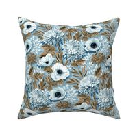 Anemones and 'Mums in Ice Blue and Brown - medium
