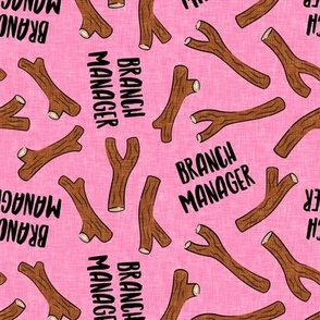 branch manager - sticks - twigs - tree branch - funny dog fabric - dark pink - C21