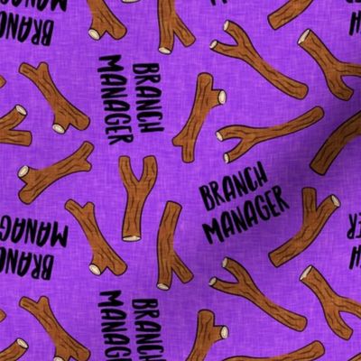 branch manager - sticks - twigs - tree branch - funny dog fabric - purple - C21