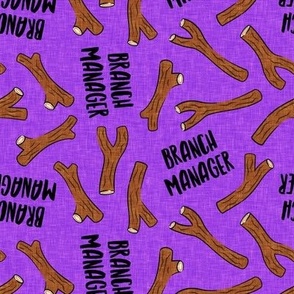 branch manager - sticks - twigs - tree branch - funny dog fabric - purple - C21