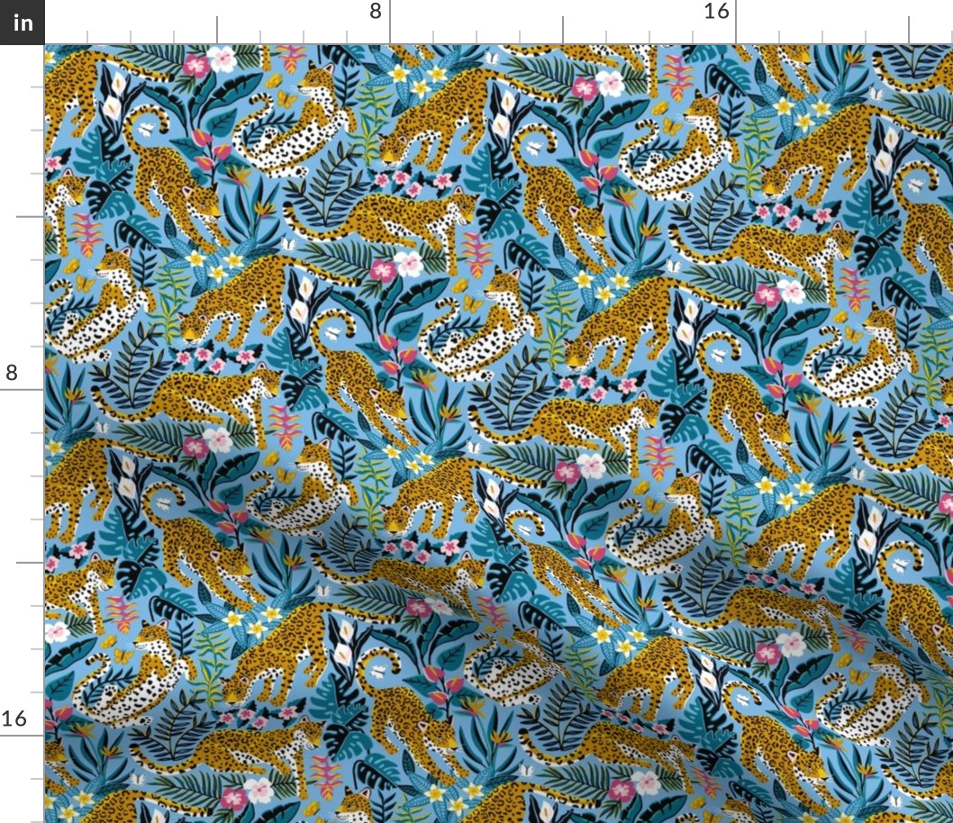 Dancing Jaguar Jungle - Sky Blue - Medium Scale